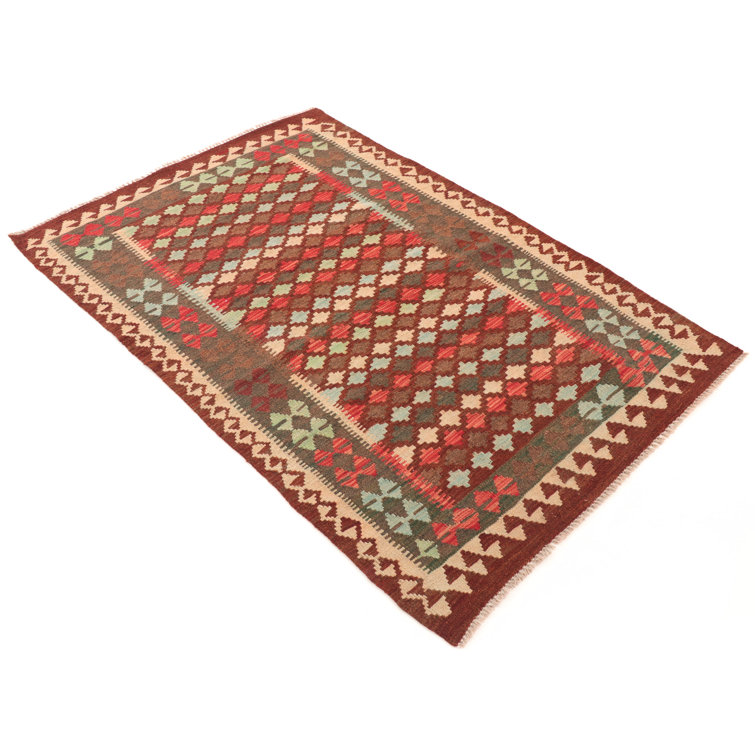 Carpetfine Timpkins Handmade Kilim Wool Brown/Red Rug Wayfair.co.uk